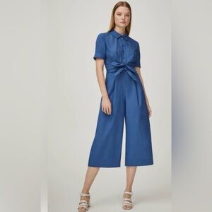 Gal Meets Glam Sawyer poplin jumpsuit in blue 10